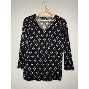 Talbots Women's‎ Black and White Knit Sweater Cardigan Size L -  NWT